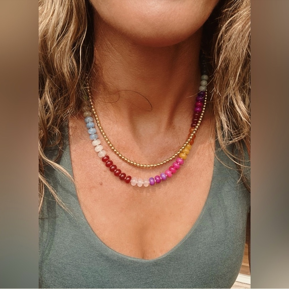 Colorful Rainbow Stone Beaded Choker Necklace
Adjustable - Picture 2 of 12